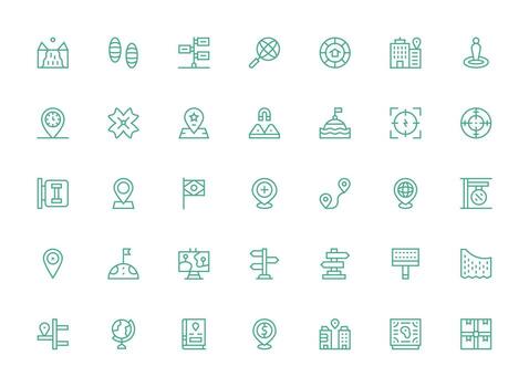35 Icons for Location in Regular Clean Line Format Interface Icons for Daily Use vector