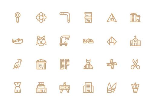Lineart Icon Collection with 24 Thick Line Line Designs Balanced Icon Set for Functional Design vector
