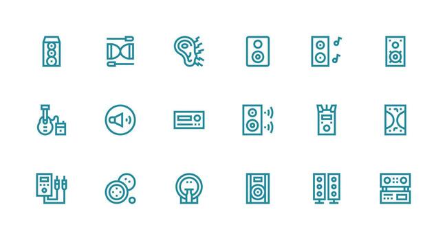 amplificador incluso 18 fuerte carrera línea ilustraciones icono paquete para ui vector