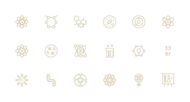18 Minimal Line Designs for Molecule Icons Icon Set for Web vector