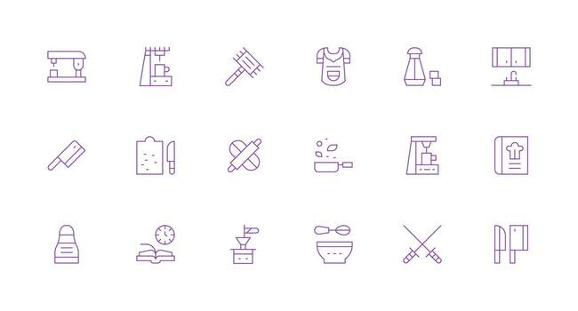 Preparation Design Icons featuring 18 in Minimal Line Style Editable Icon Collection vector