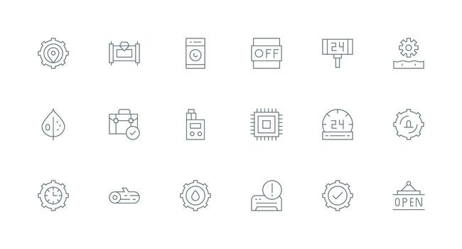 Operational Design Icons featuring 18 in Minimal Line Style Flexible Icon System for Web Interfaces vector