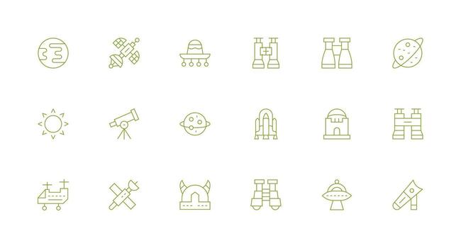 18 Minimal Line Vectors for Astronomy Theme Lightweight Icon Series for Fast Prototypes