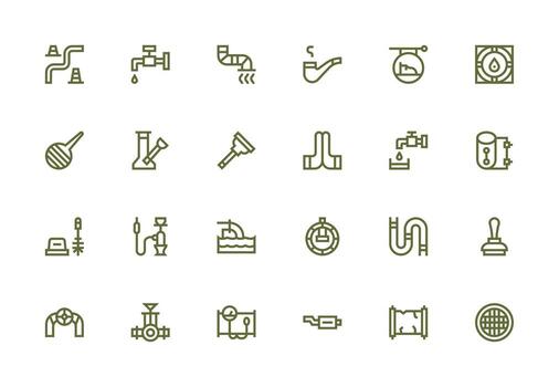 Pipe Icon Collection with 24 Thick Line Line Designs Icon Set for Web vector