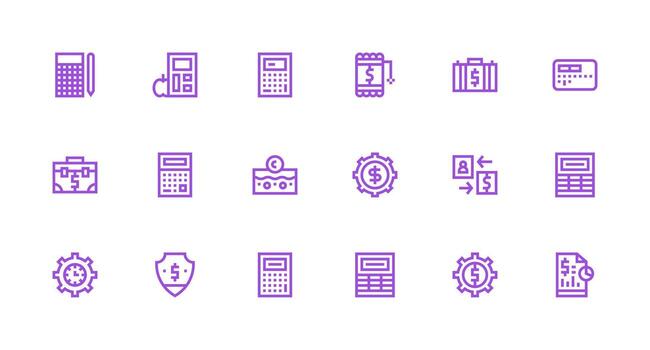 18 Strong Stroke Line Vectors for Budgeting Theme UI Icon Set