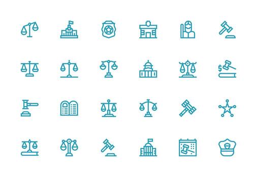 Law Icon Set with 24 Thick Line Line Graphics Clean Icon Set Icon Pack for UI Projects vector