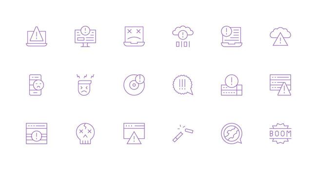 18 Minimal Line Style Icons from Crash Collection Reusable Icon Set vector
