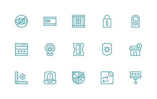 15 Regular Line Icons for Locked Graphics Basic Icon Series vector