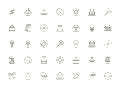 35 Light Line Vectors for Treat Theme Essential Icons for Rapid UI Building