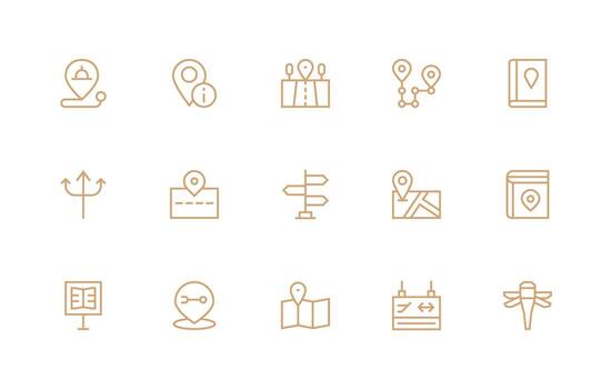 Regular Line Icons from Directions Set with 15 Vectors Simple Icon Pack