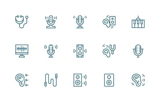 Soundwave Icon Collection with 15 Regular Line Designs All-Purpose Icon Design Pack vector