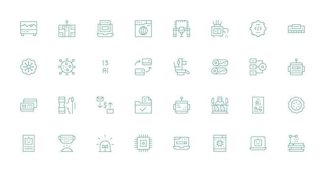 Processing Icon Collection with 32 Thin Line Designs Core Icon Collection for Daily Tasks vector