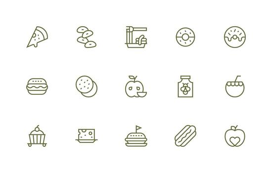 Regular Line Style Delicious Icons with 15 Vectors High-Resolution Icons for Any Platform
