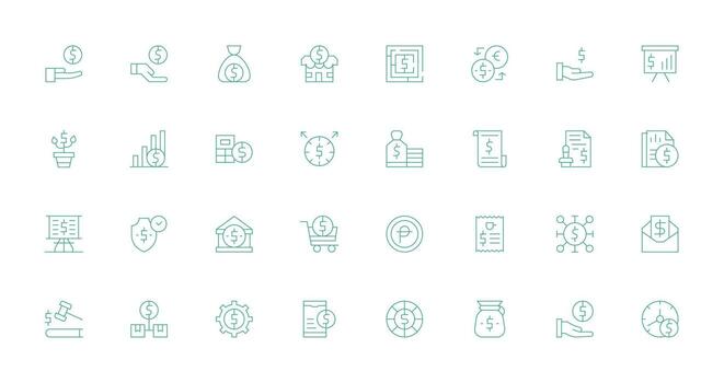32 Thin Line Designs for Dollar Icons Optimized Icon Pack for Digital Products vector