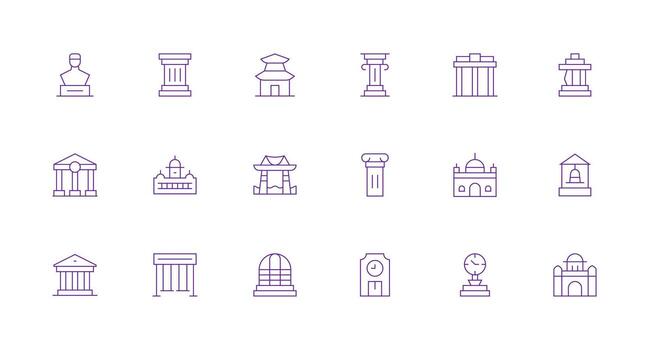 mínimo línea estilo Monumento íconos con 18 vectores general utilizar icono paquete