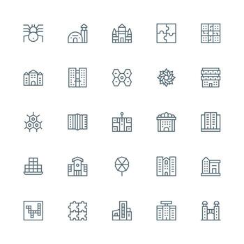 Complex Icon Set with 25 Medium Stroke Outline Graphics Neutral Style Icons for Any Project vector