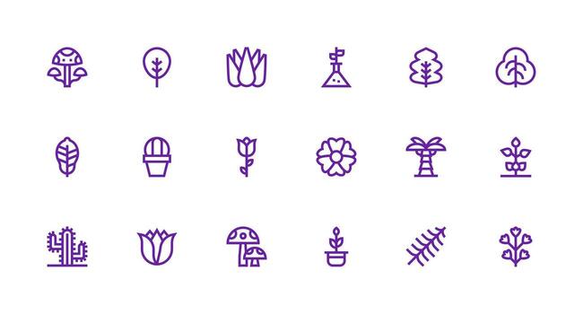 Botany featuring 18 Icons in Strong Stroke Line Design Customizable Icon Series for Mobile Screens vector