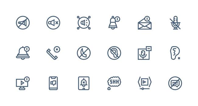 Mute including 18 Strong Stroke Line Illustrations Clean Icon Set Icon Pack for UI Projects vector