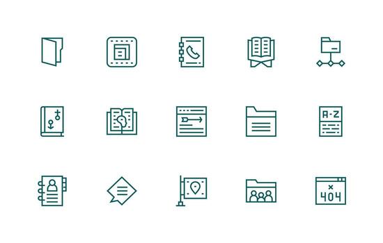15 regular línea íconos para directorio gráficos glifo icono serie vector