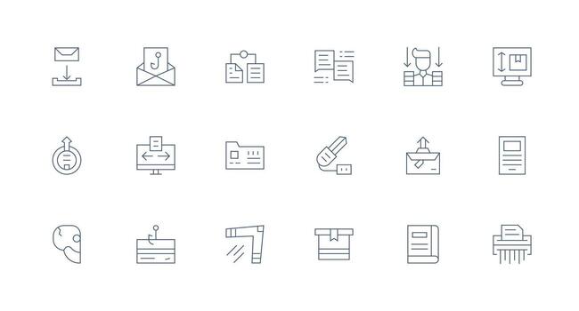 Digital File Icon Set with 18 Minimal Line Graphics Multi-Purpose Icon Set vector