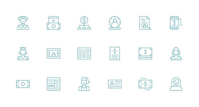 18 Account Icons in Minimal Line Aesthetic Web Icon Collection vector