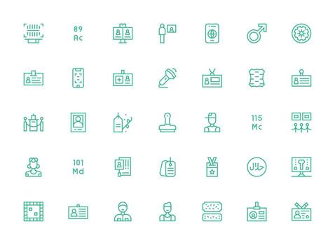 35 Regular Clean Line Icons for Identification Graphics Detailed Icon Collection for Design Systems vector