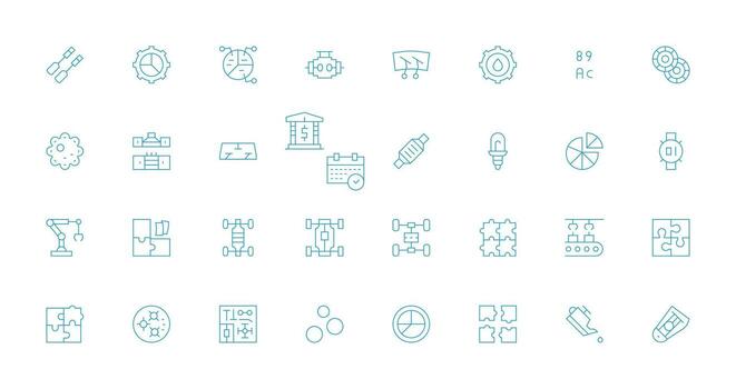 Thin Line Style Parts Icons with 32 Vectors Fully Editable Icon Set for Web