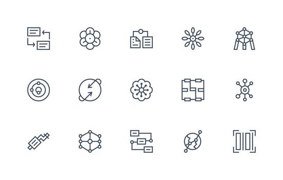 15 Icons for Data Flow in Regular Line Format General Use Icon Pack vector