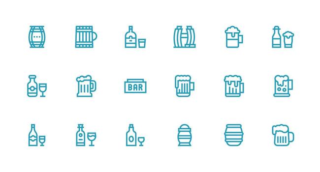 18 cerveza íconos en fuerte carrera línea estético flexible icono sistema para web interfaces vector
