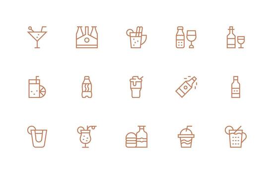Regular Line Icons from Soda Set with 15 Vectors Fully Editable Icon Set for Web