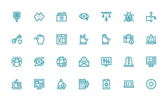 28 negrita línea estilo íconos desde software colección versátil icono colección para diseñadores vector