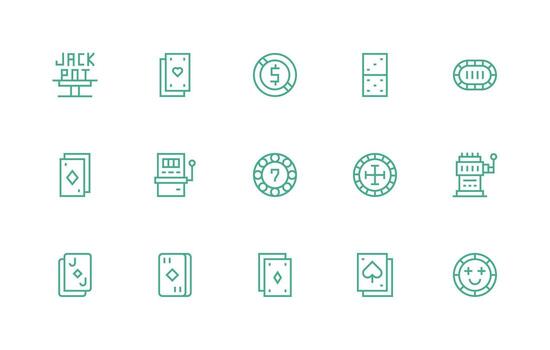 15 Poker Icons in Regular Line Aesthetic Minimal Icon Set for Interface Projects vector