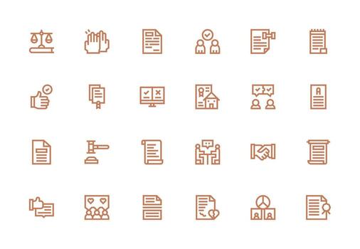 Agreement Icon Set with 24 Thick Line Line Graphics Compact Icon Set vector