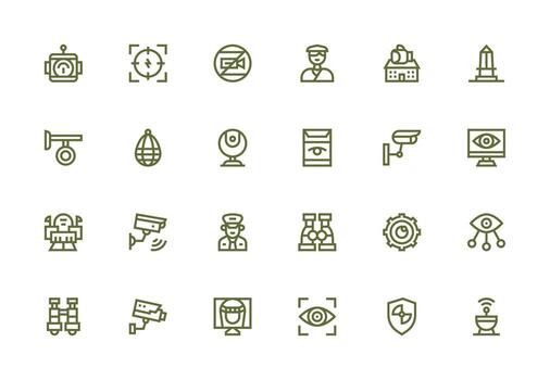 24 Thick Line Line Icons for Surveillance Graphics Interface Icon Collection for Daily Projects vector