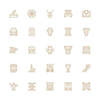 Antique Icon Set with 25 Medium Stroke Outline Graphics Neatly Designed Icons for Web Platforms vector