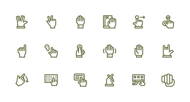 18 Strong Stroke Line Style Icons from Touchscreen Collection Theme-Based Icon Pack vector