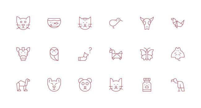 Animal Visual Pack containing 18 Minimal Line Icons Multi-Purpose Icon Set vector