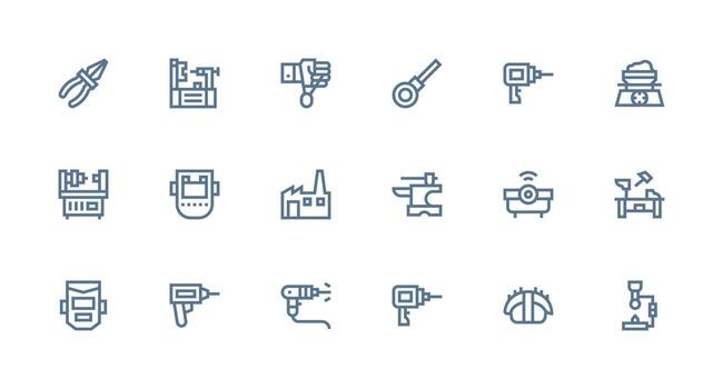 Strong Stroke Line Icons from Metalworking Set with 18 Vectors UI and UX Focused Icon Collection