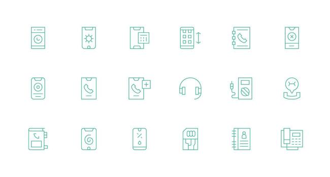 18 Phone Icons in Minimal Line Aesthetic Minimal Icon Set for Interface Projects vector