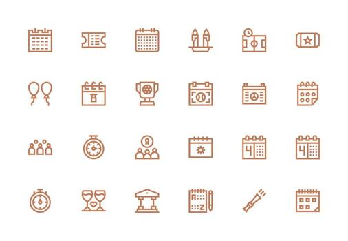 Thick Line Line Icons from Event Set with 24 Vectors Lightweight Icon Series