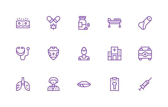 Treatment featuring 15 Icons in Regular Line Design Icon Set for Apps vector