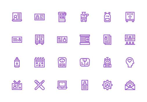 Personal Design Icons featuring 24 in Thick Line Line Style Design Ready Icon Set for Teams vector