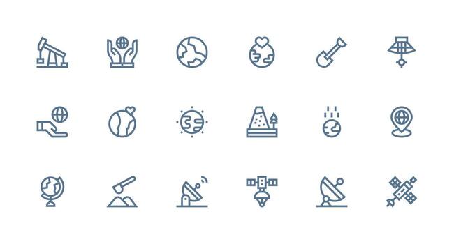 Earth Set with 18 Strong Stroke Line Icons All Device Compatible Icon Set vector