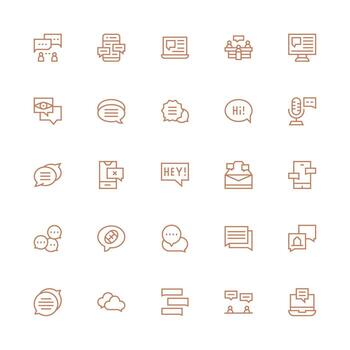 Conversation Icon Collection with 25 Medium Stroke Outline Designs Editable Icon Collection vector