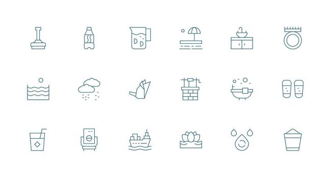 Minimal Line Icons from Water Set with 18 Vectors Design Ready Icon Set for Teams