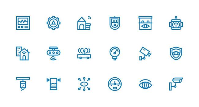18 Strong Stroke Line Vectors for Monitoring System Theme Compact Icon Pack