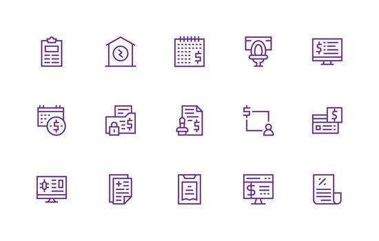 15 Regular Line Designs for Billing Icons Neat Icon Set vector