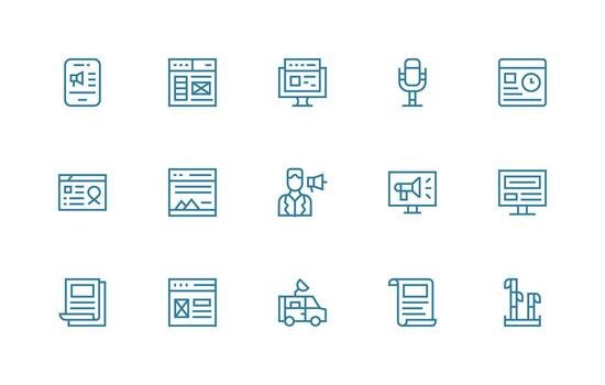 News including 15 Regular Line Illustrations High-Resolution Icons for Any Platform vector