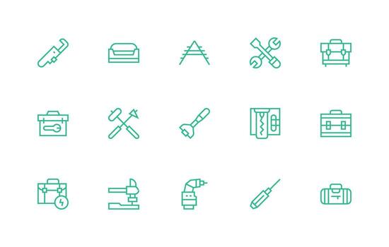 Handyman Visual Pack containing 15 Regular Line Icons Interface Icon Collection vector