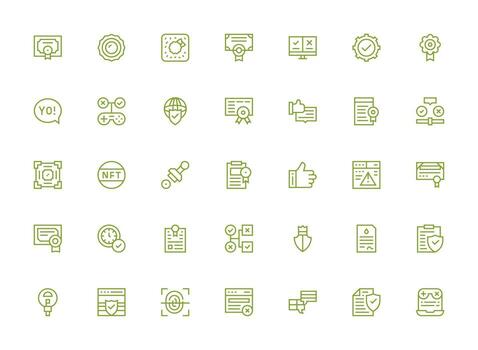 Validation Design Icons featuring 35 in Regular Clean Line Style Interface Icons for Daily Use vector